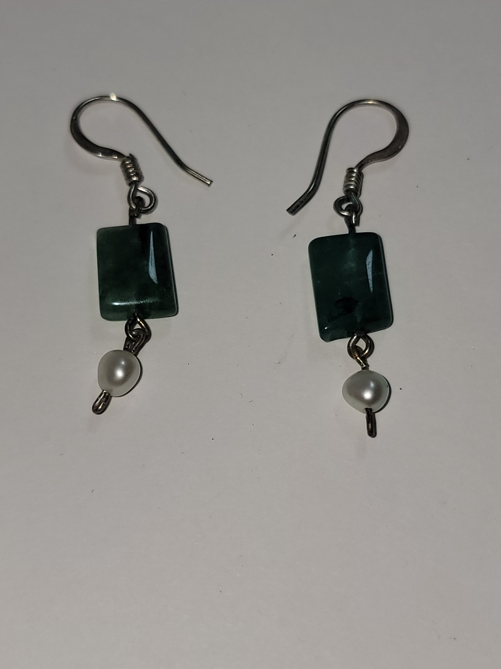 Green Stone and Pearl Drop Earrings - Elegant Women’s Jewelry